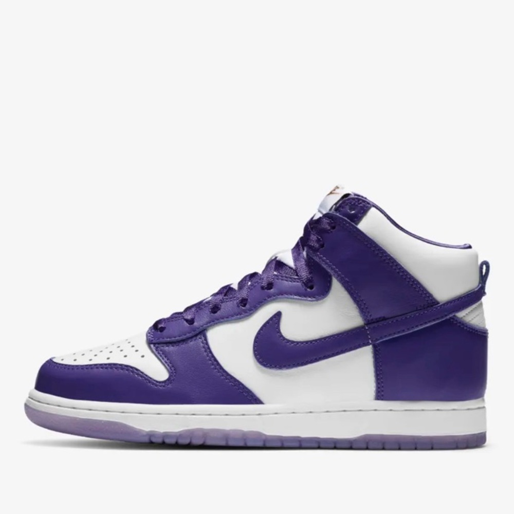 NIB Nike Women’s Dunk High by Peter Moore in Varsity Purple & White Color
